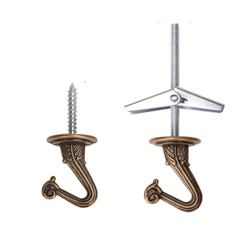 bnafes 2 Sets Metal Ceiling Hooks, Heavy Duty Swag Ceiling Hooks with Hardware for Hanging Plants/Chandeliers/Wind Chimes/Ornament (Bronze Color) - Image 2